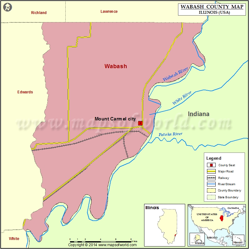 Wabash County Map, Illinois