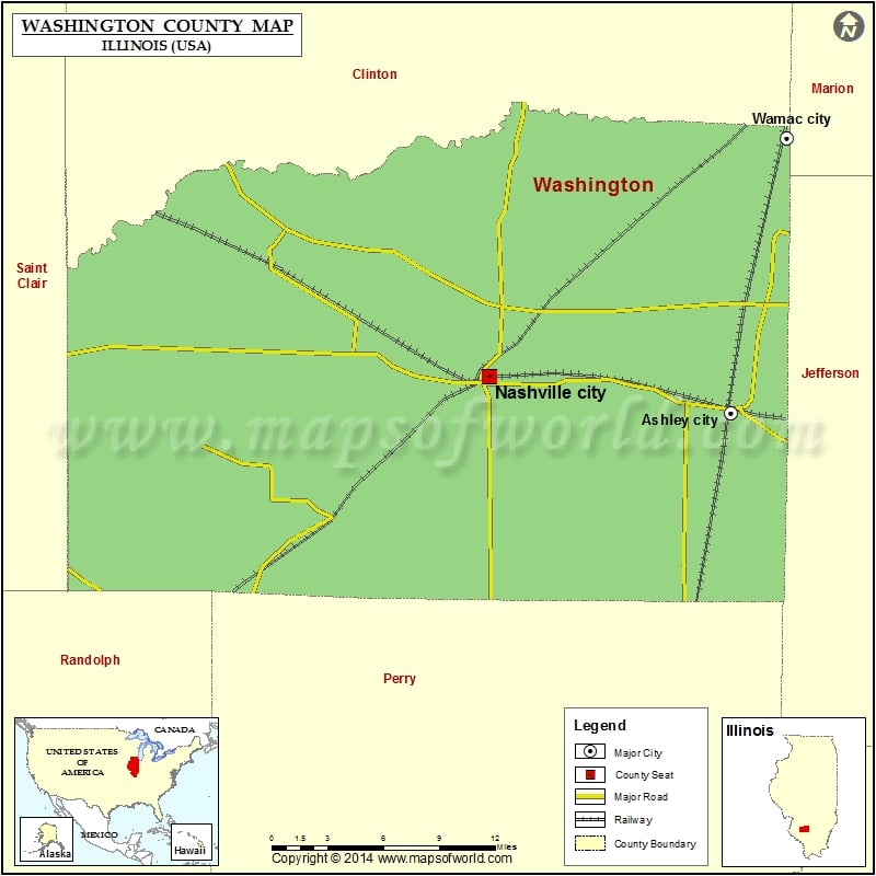 Washington County Map, Illinois