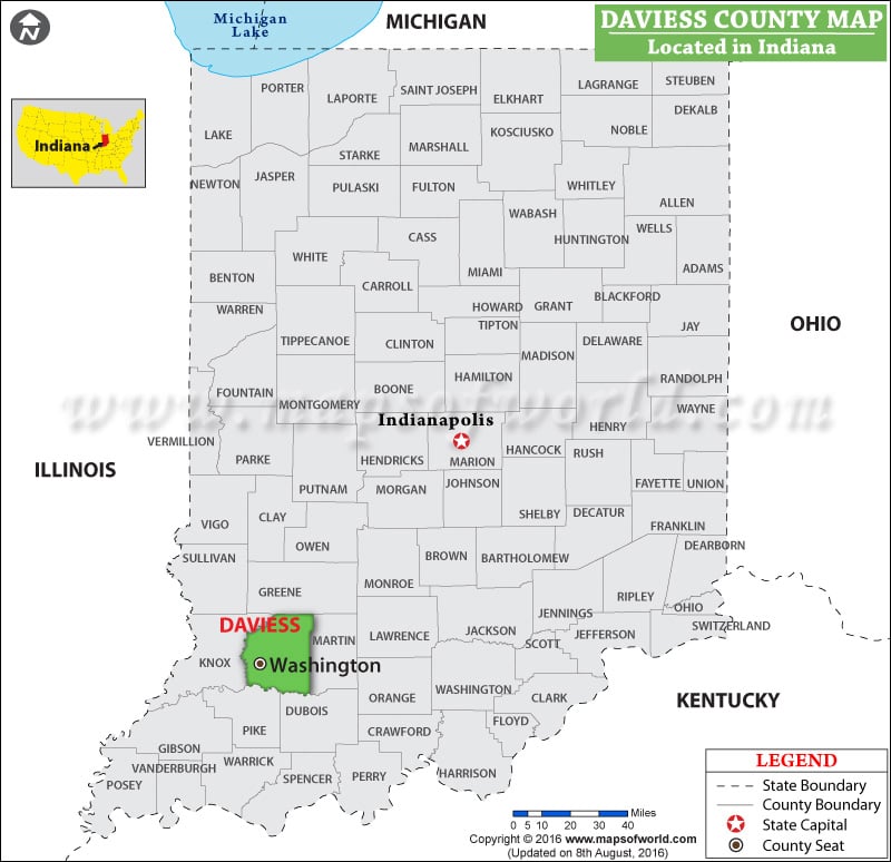 Daviess County Map, Indiana