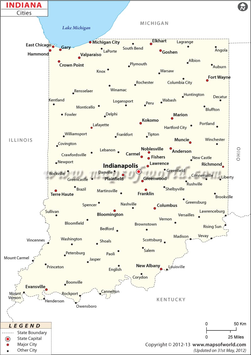 Indiana Cities Map
