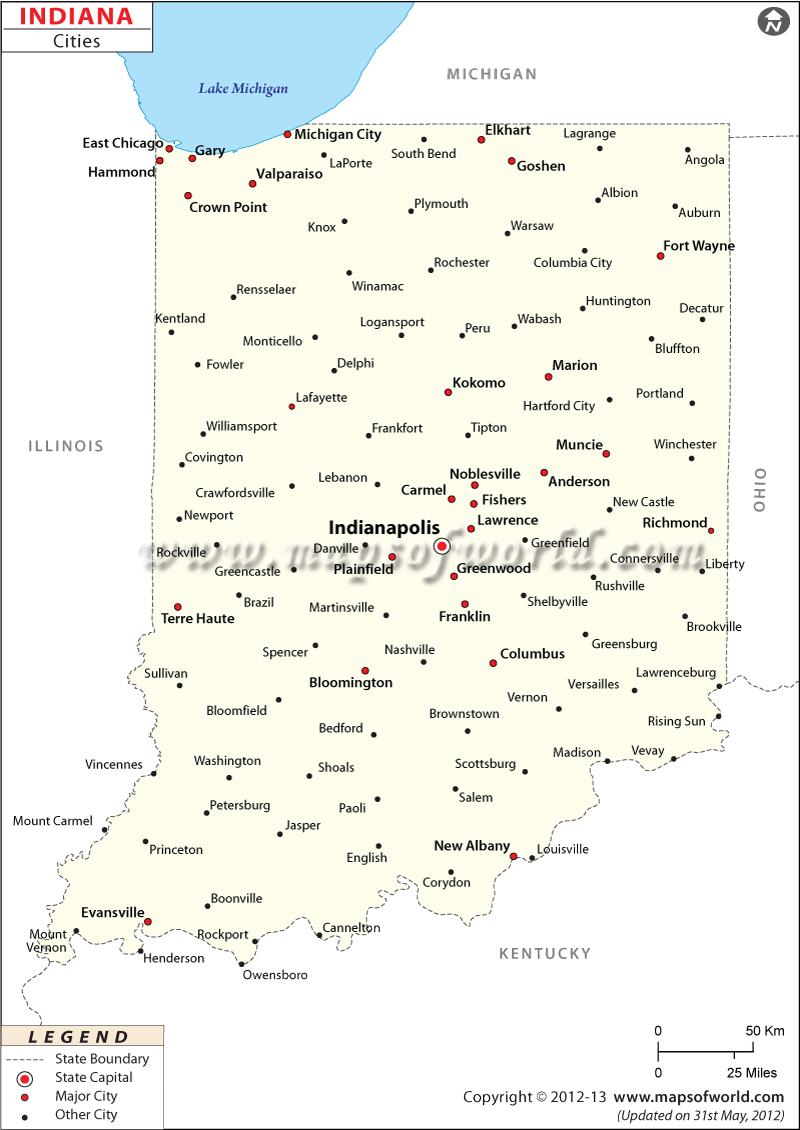 Southern Indiana Map With Cities Cities In Indiana Map – Usa States