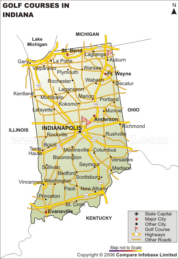 Indiana Golf Courses Map