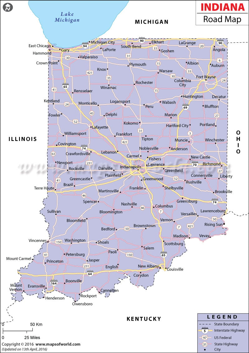 Indiana Road Map