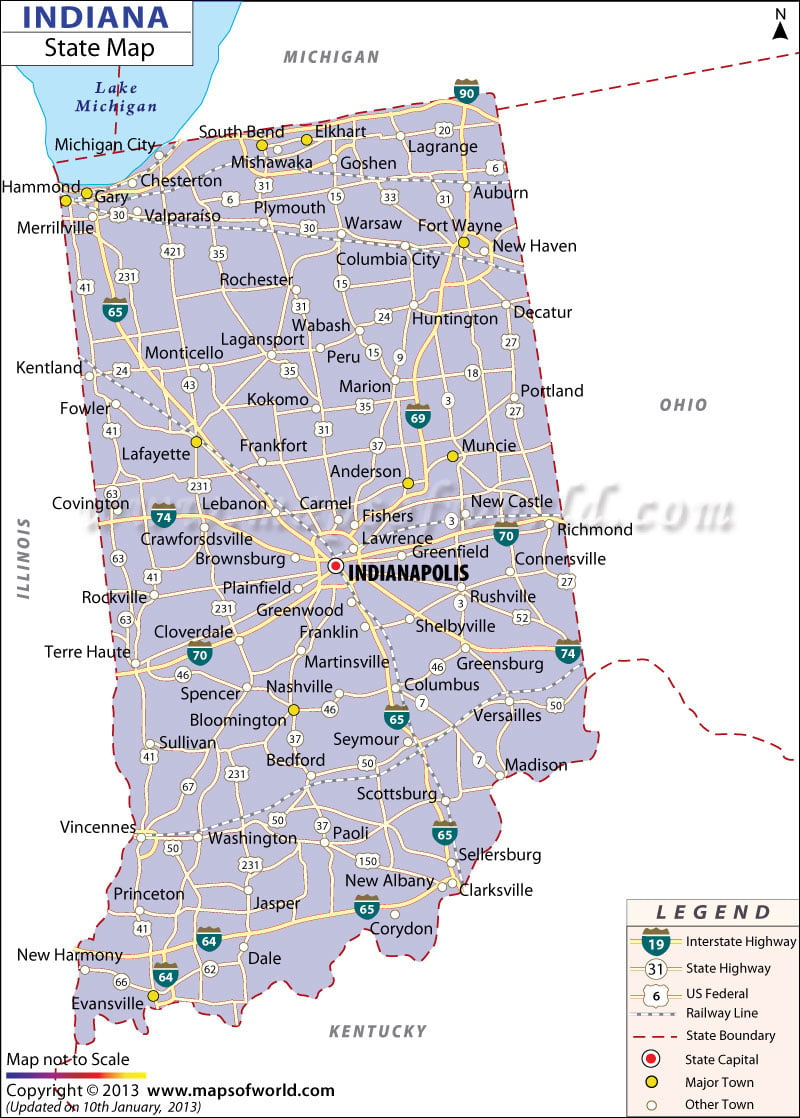 State Map of Indiana