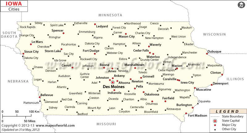 Iowa Map with Cities