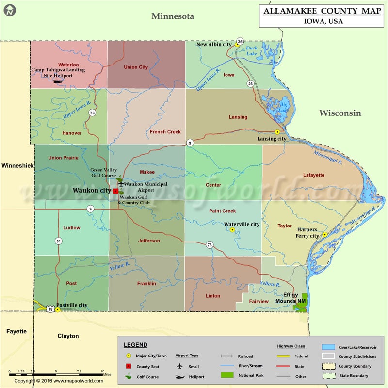 Allamakee County Map, Iowa