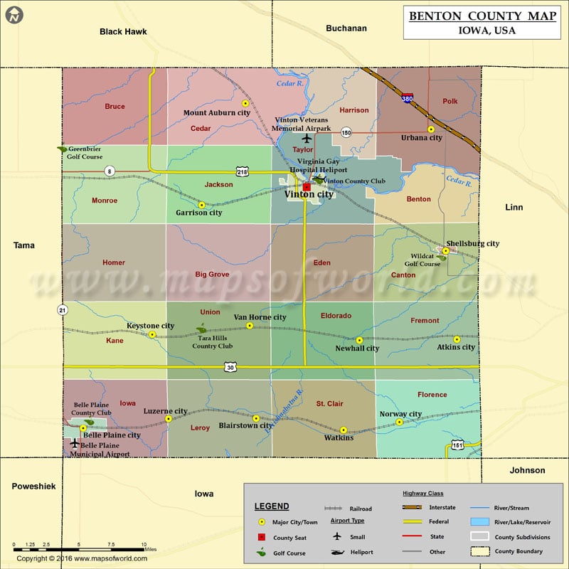 Benton County Map, Iowa
