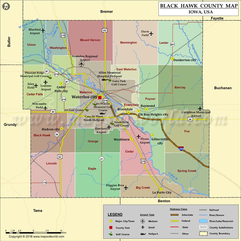 Black Hawk County Map, Iowa