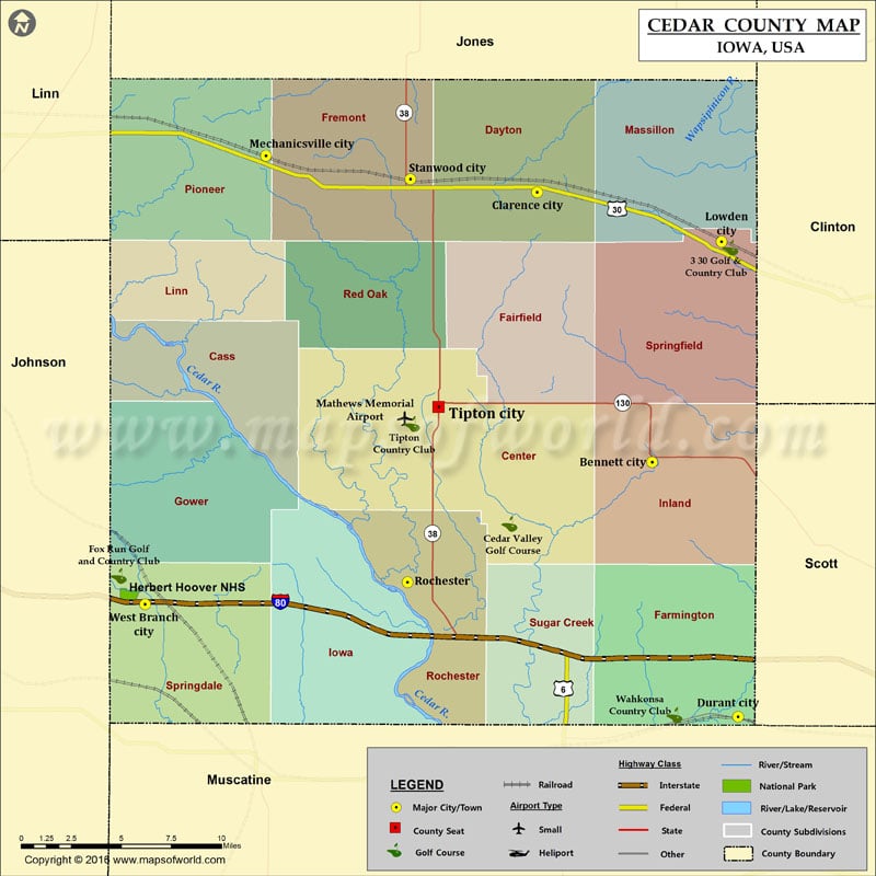 Cedar County Map, Iowa