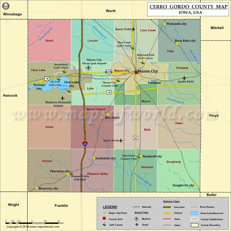Cerro Gordo County Map, Iowa