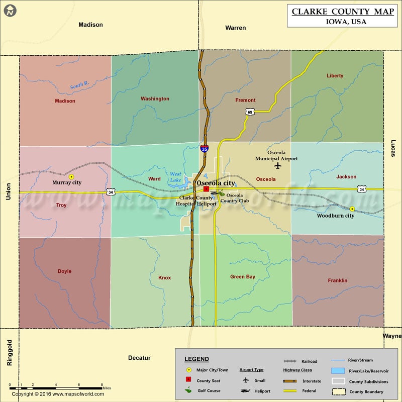 Clarke County Map, Iowa