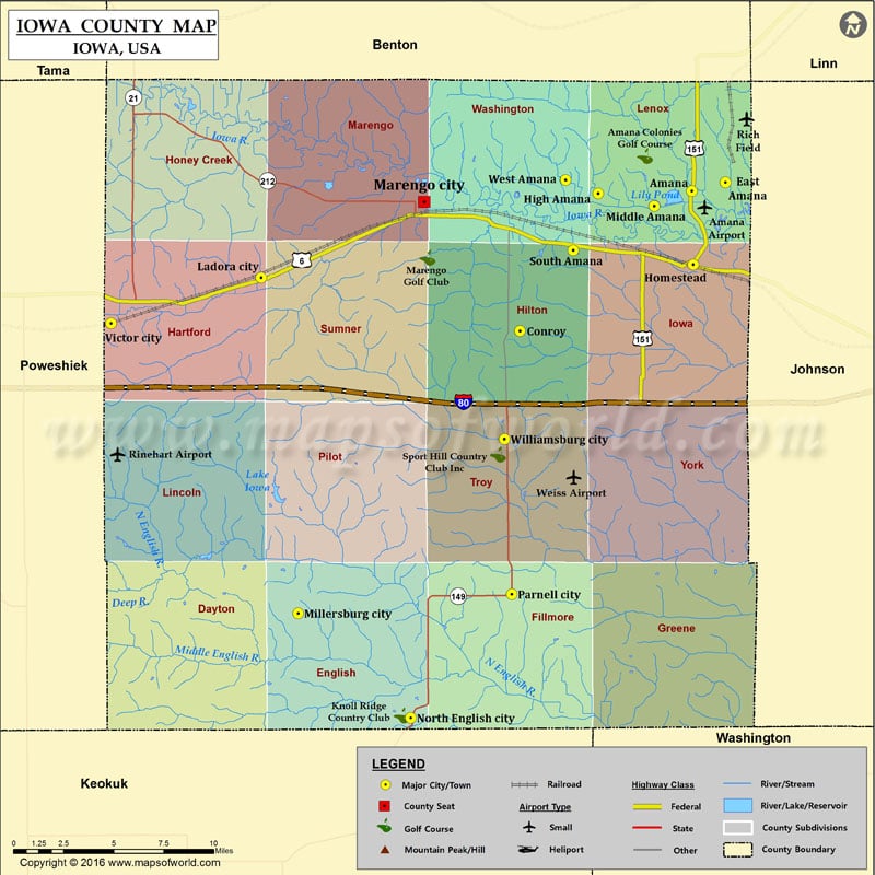 Iowa County Map, Iowa