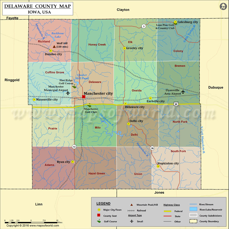 Delaware County Map, Iowa