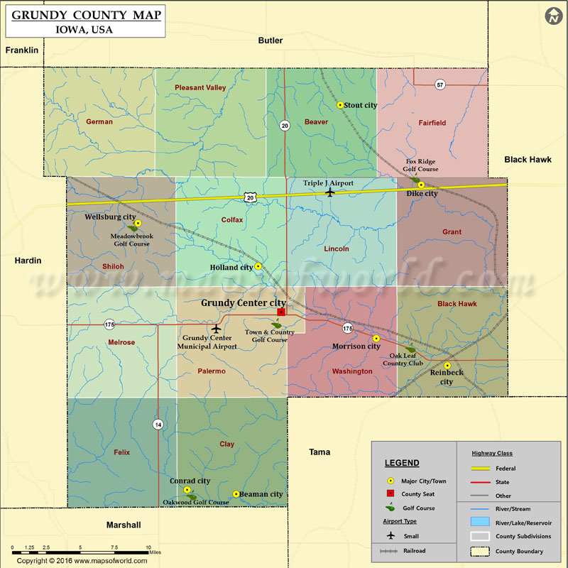 Grundy County Map, Iowa