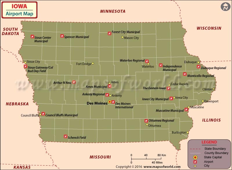 Iowa Airports Map