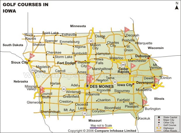 Iowa Golf Courses Map