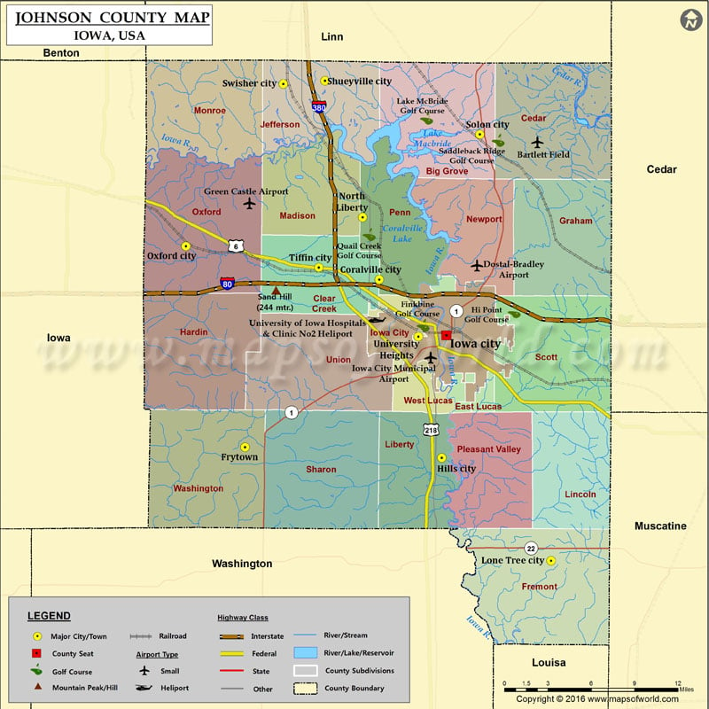 Johnson County Map, Iowa