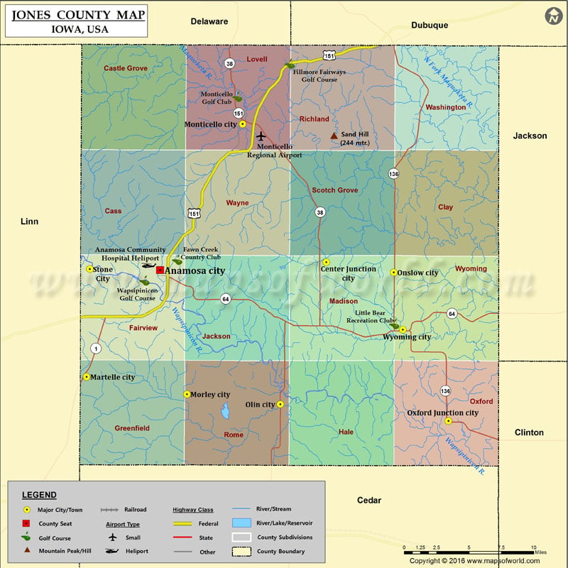 Jones County Map, Iowa