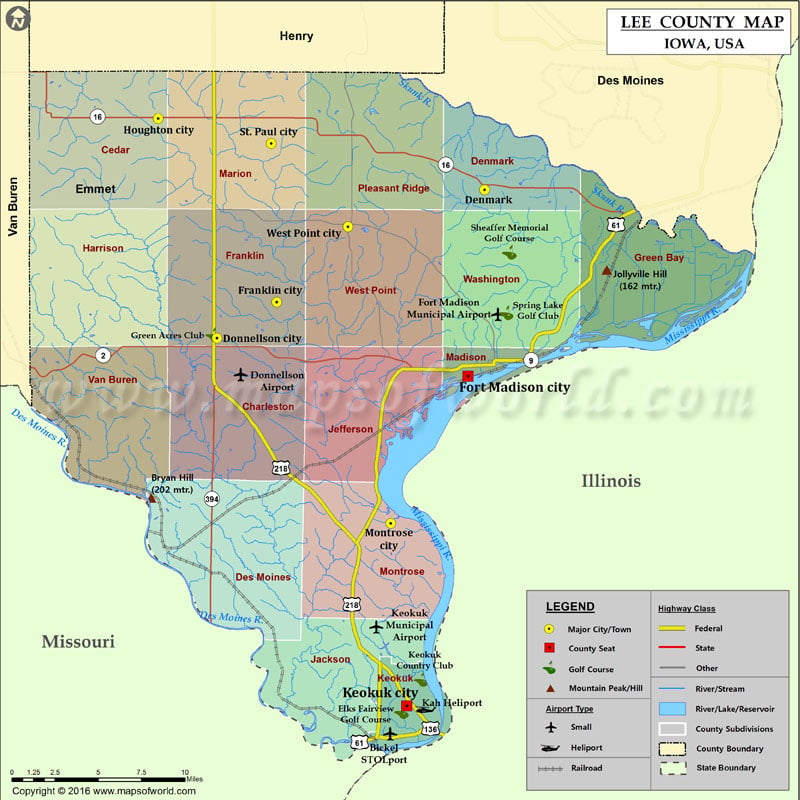 Lee County Map, Iowa