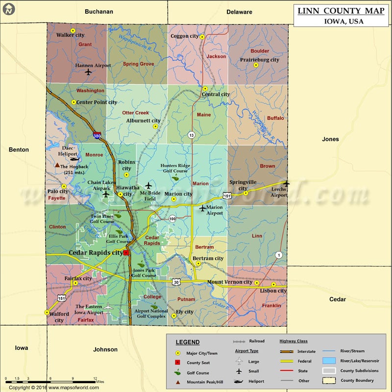 Linn County Map, Iowa