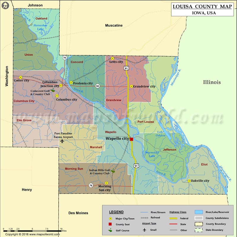 Louisa County Map, Iowa