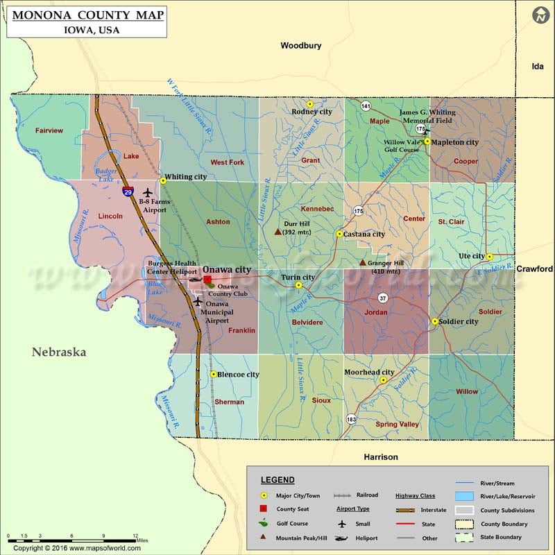 Monona County Map, Iowa
