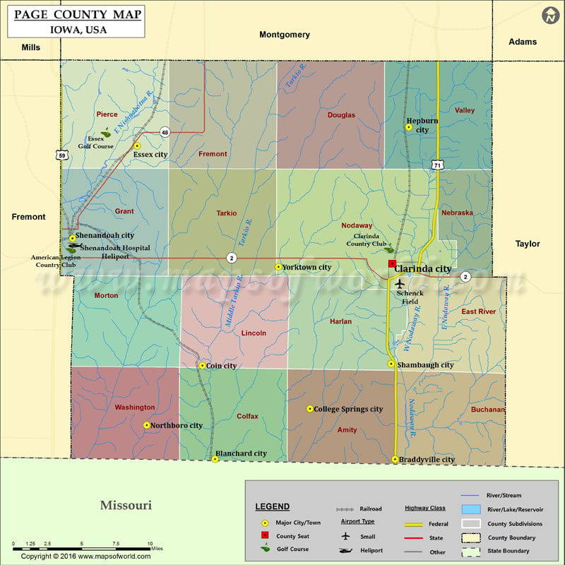 Page County Map, Iowa