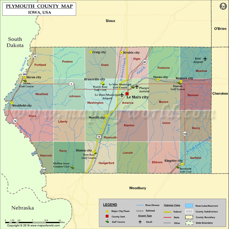 Plymouth County Map, Iowa