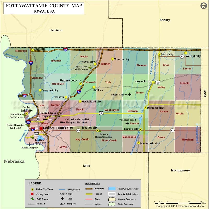 Pottawattamie County Map, Iowa