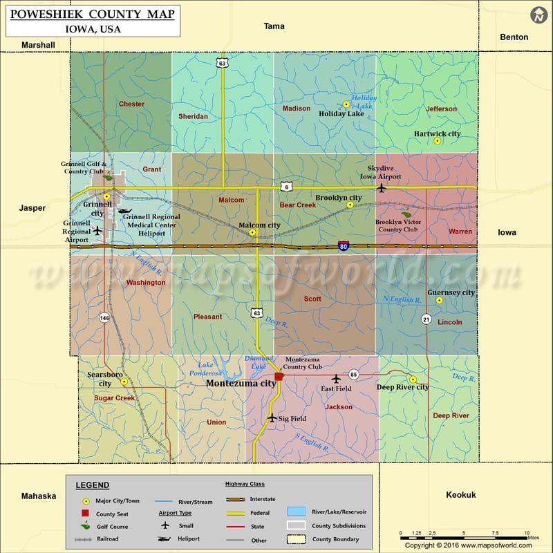 Poweshiek County Map, Iowa