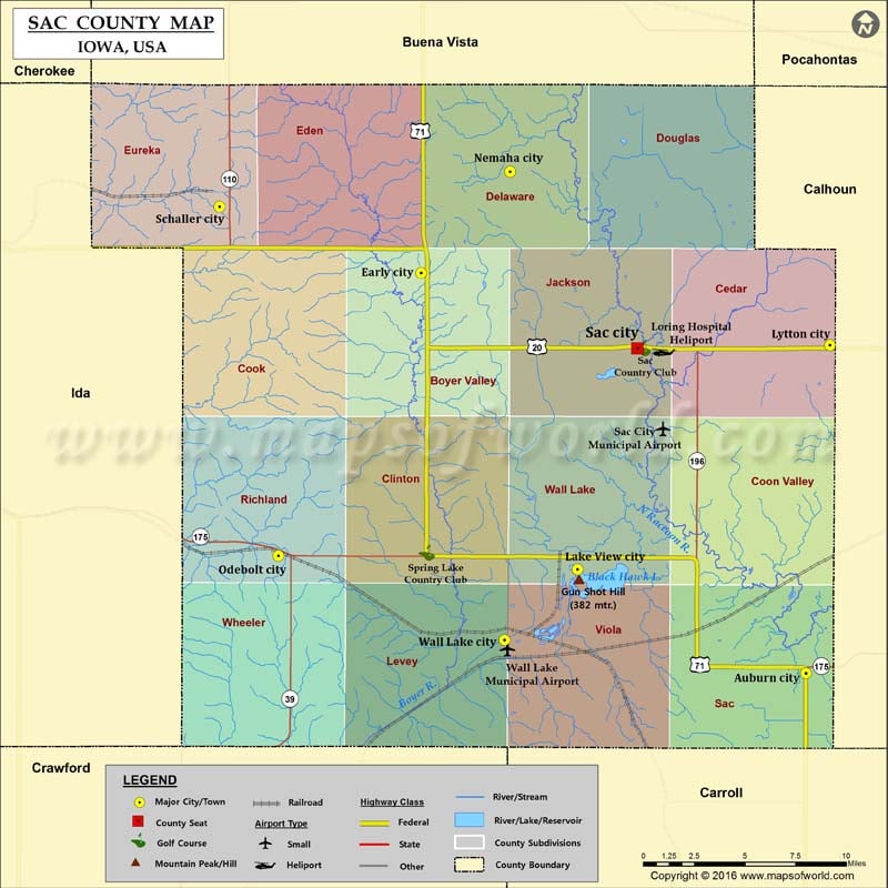 Sac County Map, Iowa