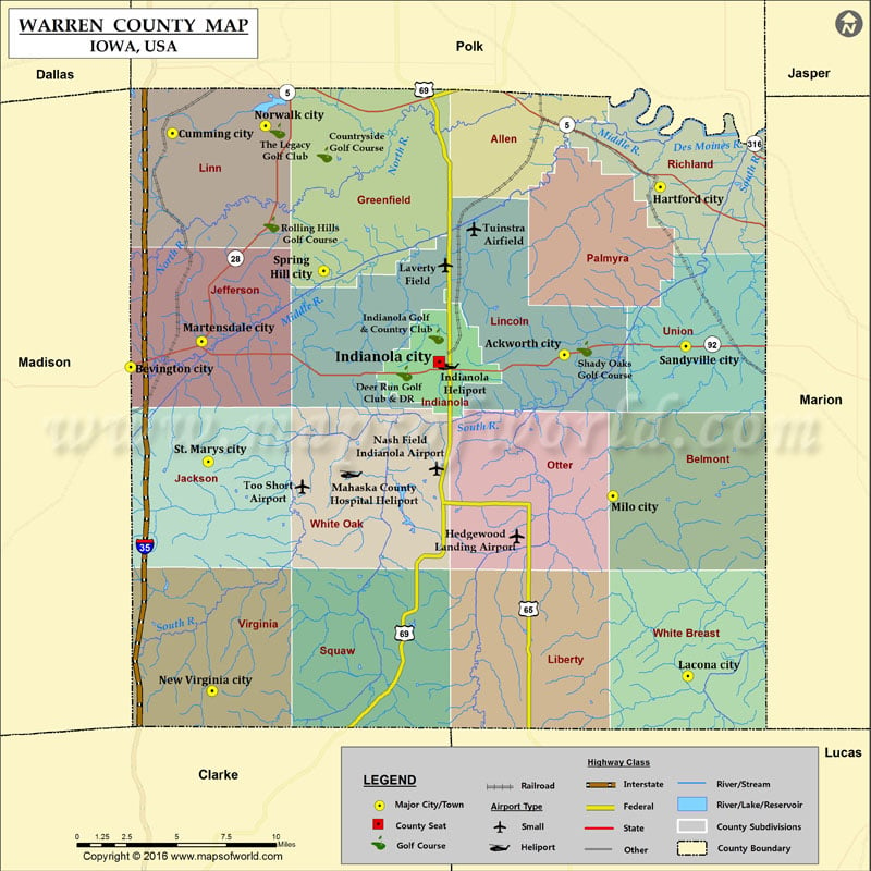 Warren County Map, Iowa