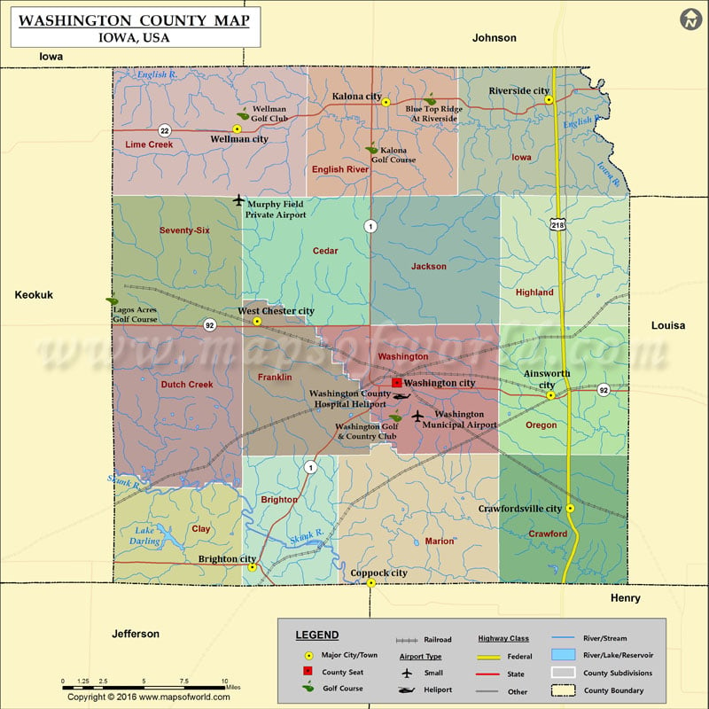 Washington County Map, Iowa
