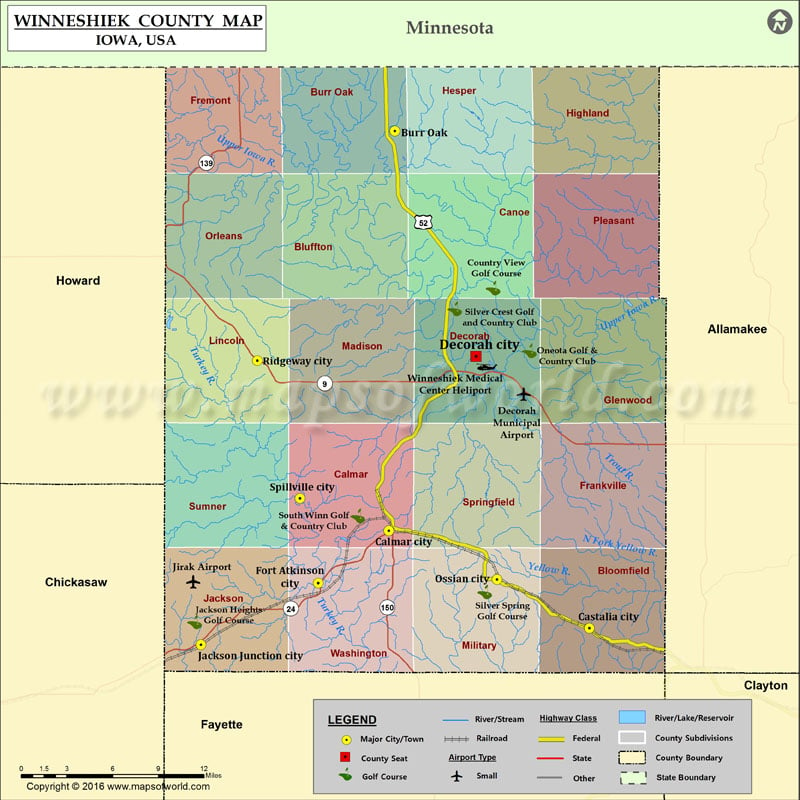 Winneshiek County Map, Iowa