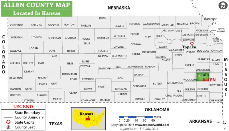 Allen County Map, Kansas