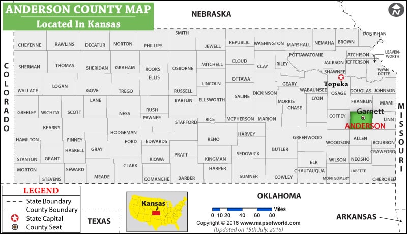 Anderson County Map, Kansas