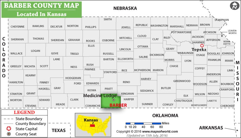 Barber County Map, Kansas