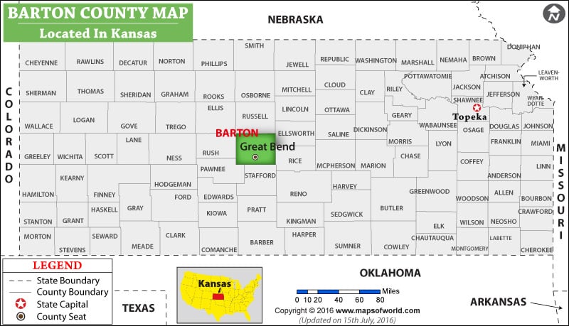 Barton County Map, Kansas