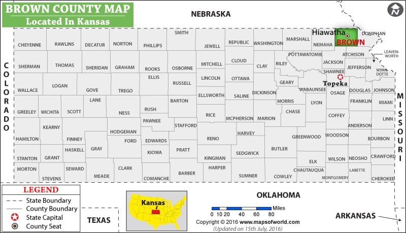 Brown County Map, Kansas