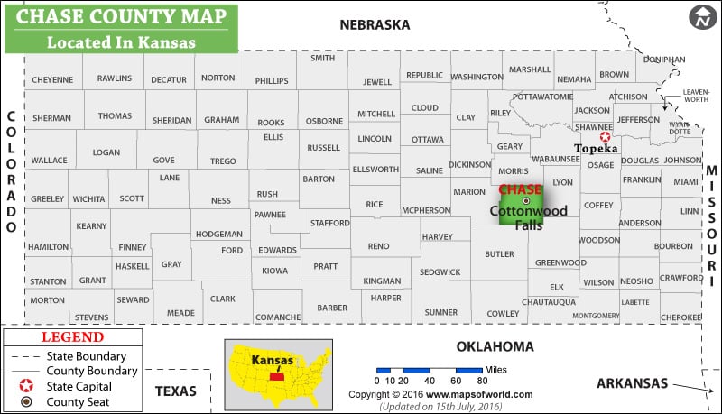 Chase County Map, Kansas