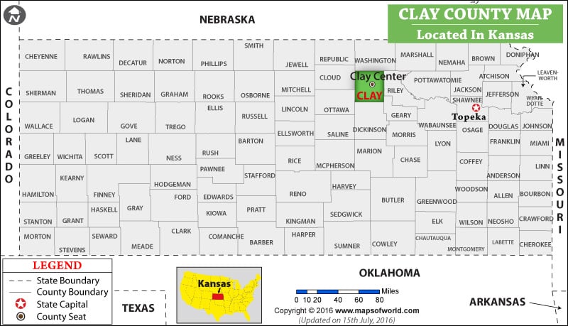 Clay County Map, Kansas