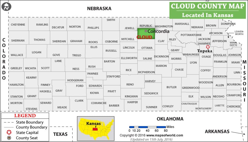 Cloud County Map, Kansas