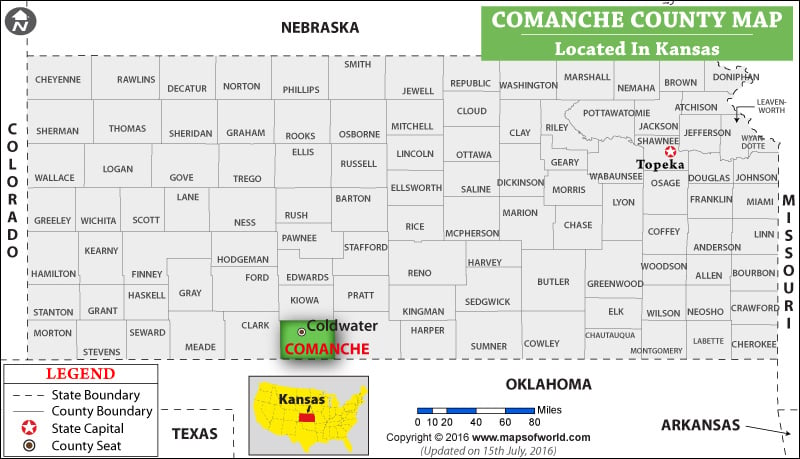 Comanche County Map, Kansas