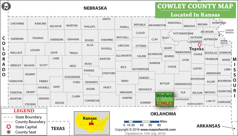 Cowley County Map, Kansas