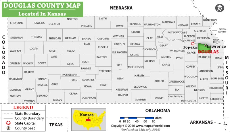 Douglas County Map, Kansas