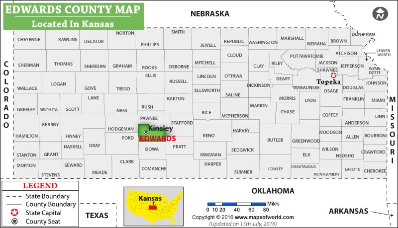 Edwards County Map, Kansas