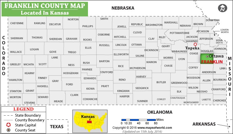 Franklin County Map, Kansas