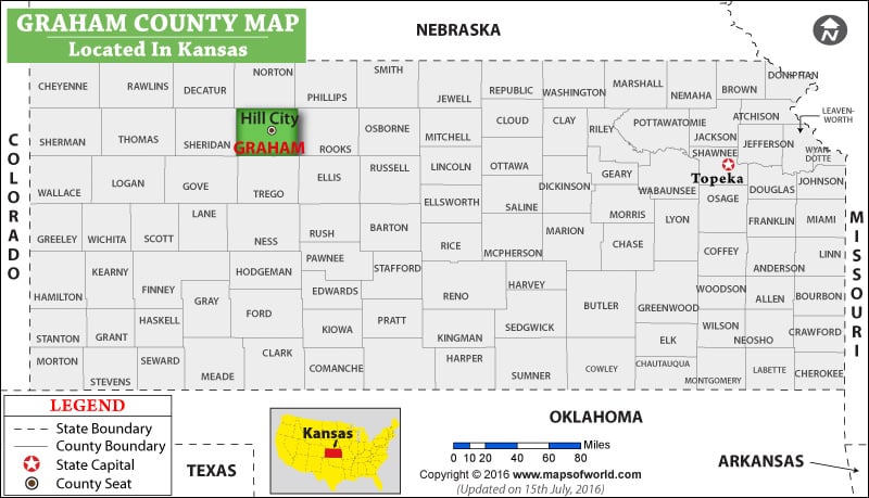 Graham County Map, Kansas