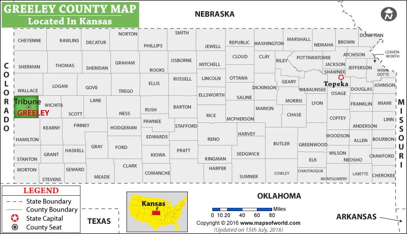 Greeley County Map, Kansas