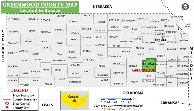 Greenwood County Map, Kansas